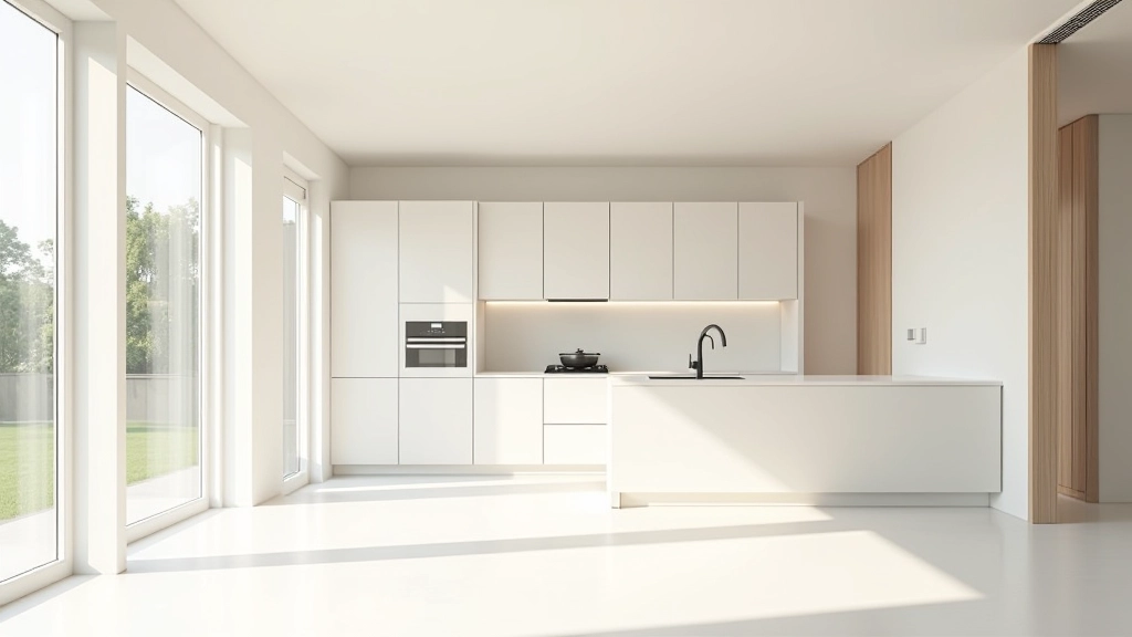 3D rendered interior showing photorealistic kitchen and dining area design