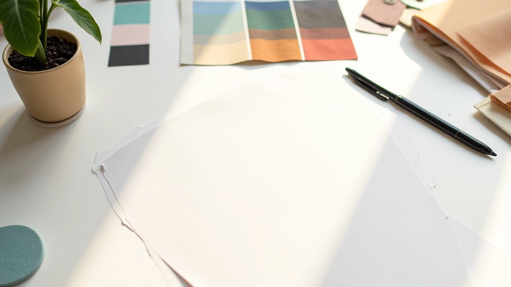 Color palette and fabric swatches arranged for mood board design project