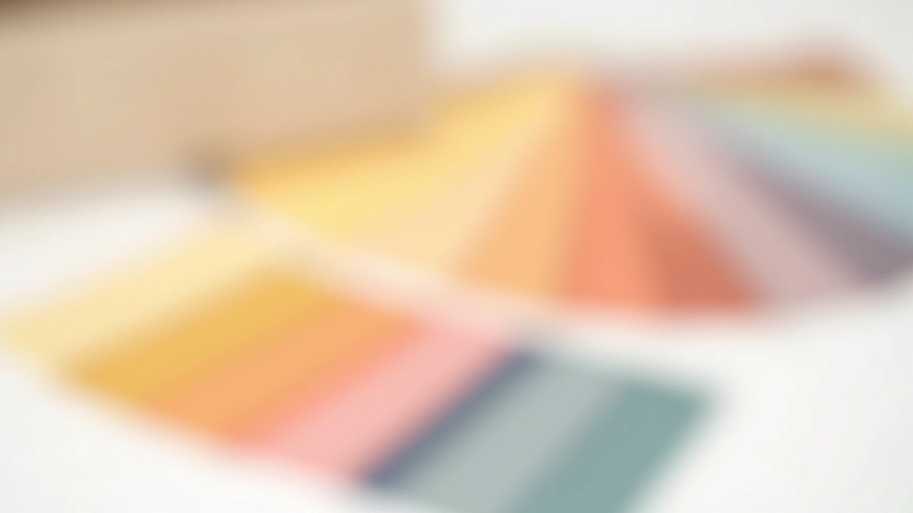 Paint swatches and fabric samples arranged by color intensity showing dominant, secondary, and accent colors in a professional interior design palette